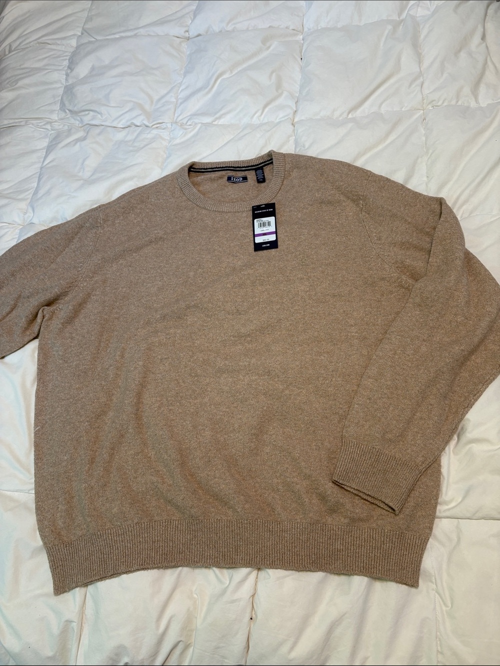 Izod Men's Crewneck Sweater in Tan Heather
